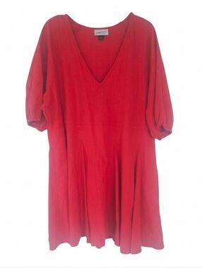Universal Thread Red V-neck Puff Sleeve Mini Dress with Pockets XL
